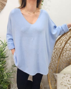 Pull femme oversize Iseult-Bleu ciel