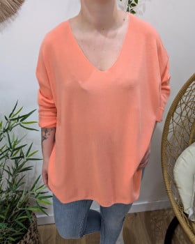 Pull femme oversize Iseult-Corail