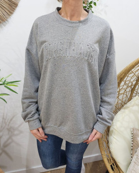 Sweat femme pailleté-Gris