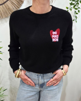 Pull femme coeur OUI MAIS NON-Noir