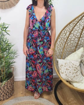Robe longue femme satinée Lennie-Multicolore