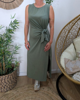Robe femme nouée Isaline-Kaki