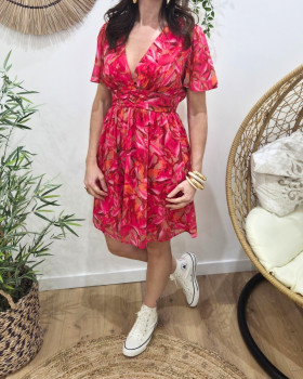 Robe courte femme fuchsia orange kaki Zéphina