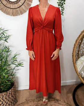  Robe longue femme terracotta manches longues Clothilde