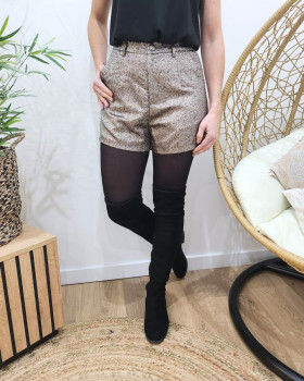 Short femme lurex argent