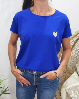 T-Shirt coeur taille unique-Bleu roi