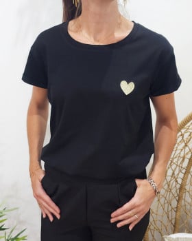 T-Shirt coeur taille unique-Noir