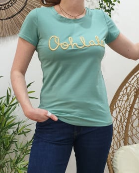 T-Shirt vert d'eau Oohlala doré