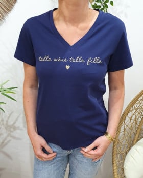 T-Shirt femme marine Telle mère telle fille doré