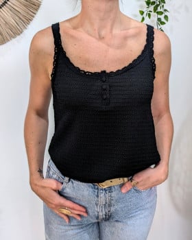 Top femme à bretelles noir Kaïna