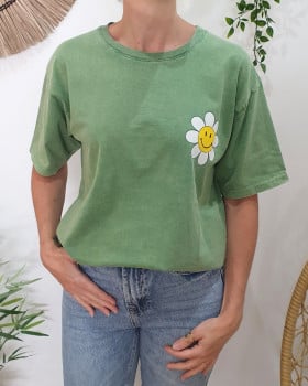 T-shirt femme vert Smile More multicolore