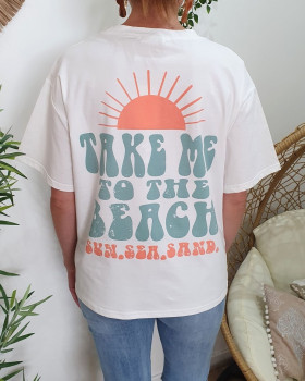 T-Shirt femme blanc Take me to the beach