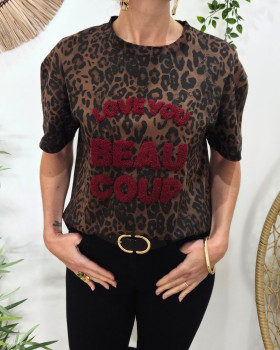 T-Shirt femme léopard love you beaucoup