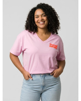 T-shirt femme col V Eternel amour-Rose baby