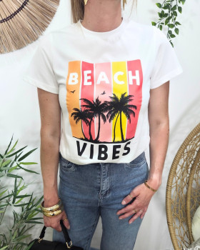T-shirt femme beach vibes palmiers Disa