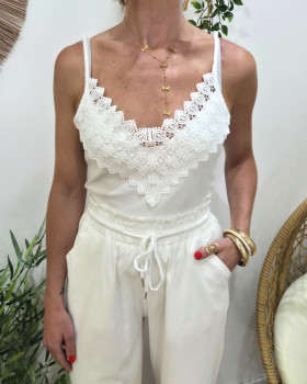 Top à bretelles femme Diane-Ecru