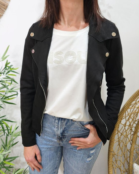 Perfecto femme fin suédine noir