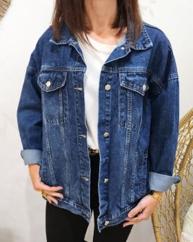Veste femme oversize en jean foncé