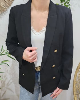 Blazer femme officier noir boutons dorés