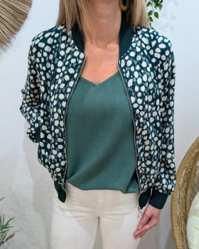 Bombers femme vert émeraude pois blancs Mazarine