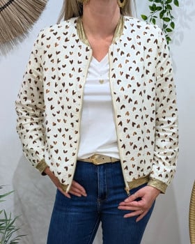 Bombers femme écru et marron Nahélys