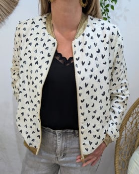 Bombers femme écru et noir Nahélys