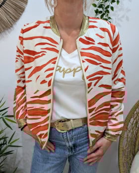 Bombers femme écru et orange Aenor