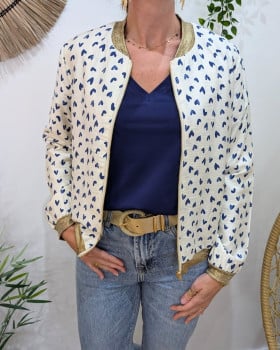 Bombers femme écru et bleu marine Nahélys