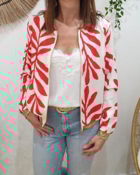 Bombers femme écru et rouge Ismérie