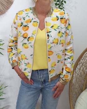 Bombers femme écru citrons jaunes
