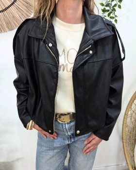Bombers femme similicuir Cléo-Noir