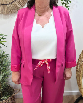 Blazer femme uni rose fuchsia Kiva