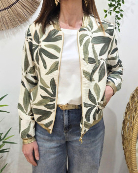 Bombers femme écru et vert Ottavia