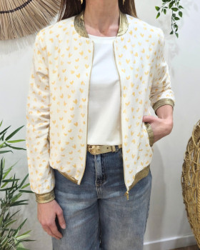 Bombers femme écru et jaune Nahélys