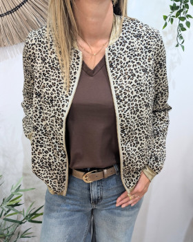 Bombers femme léopard beige et camel Gioia