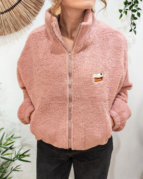Veste polaire femme rose poudré zippée Enjoy the life