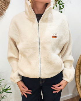 Veste polaire femme beige zippée Enjoy the life