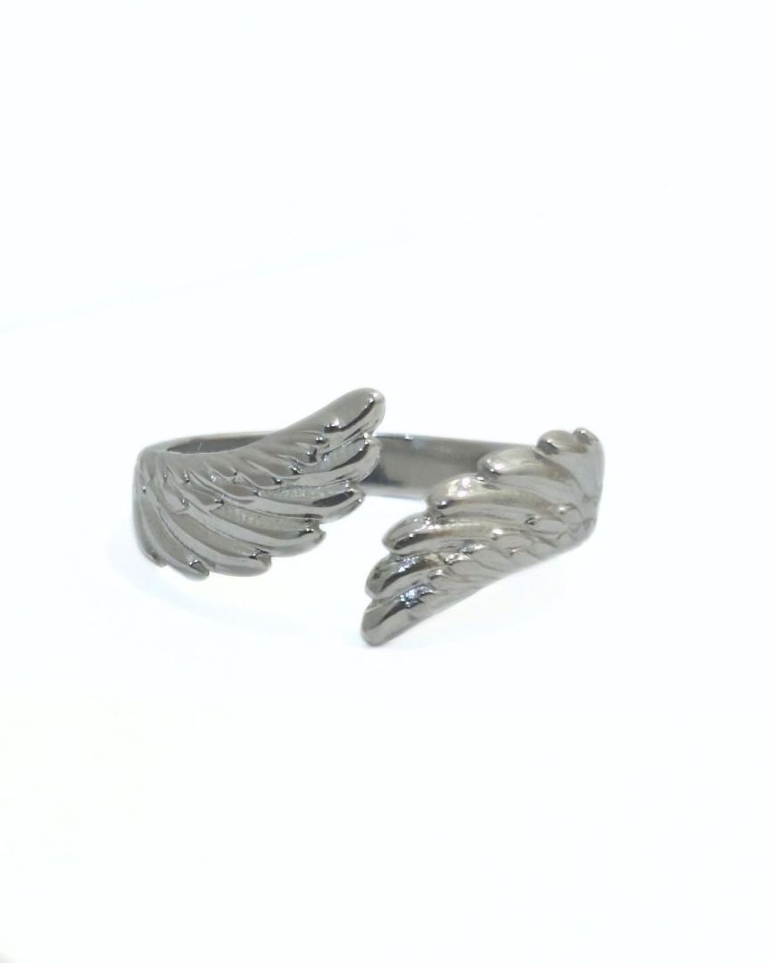 Bague femme acier argenté ailes