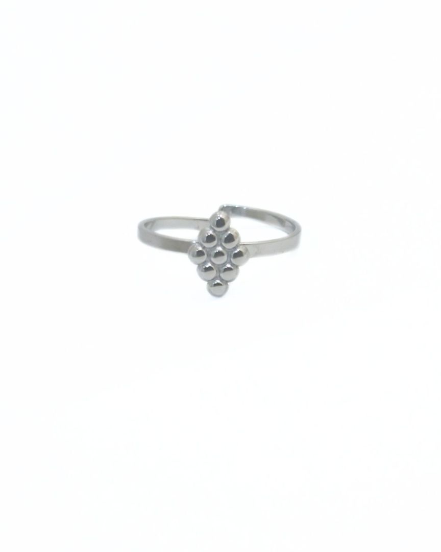 Bague femme acier argenté losange