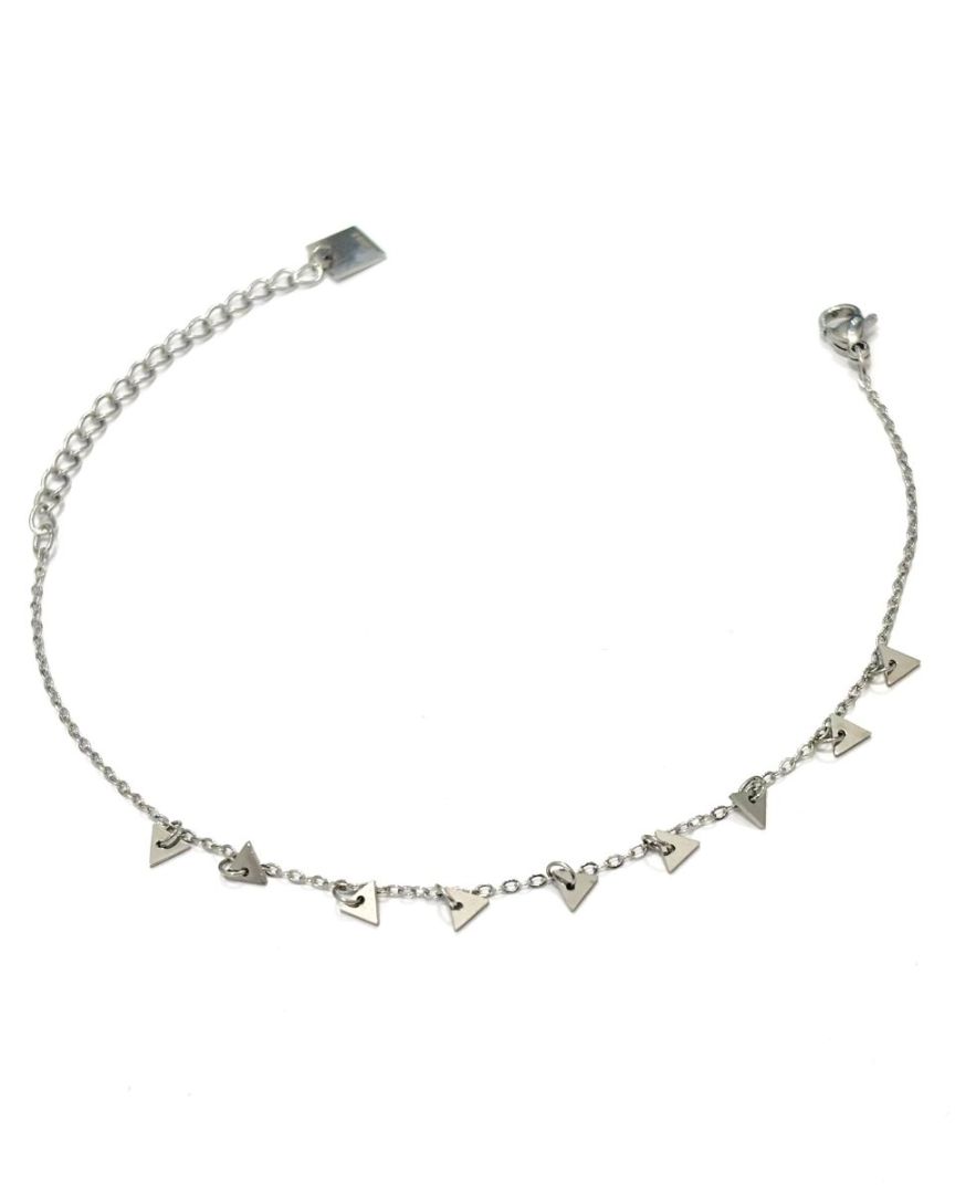 Bracelet femme acier argenté petits triangles