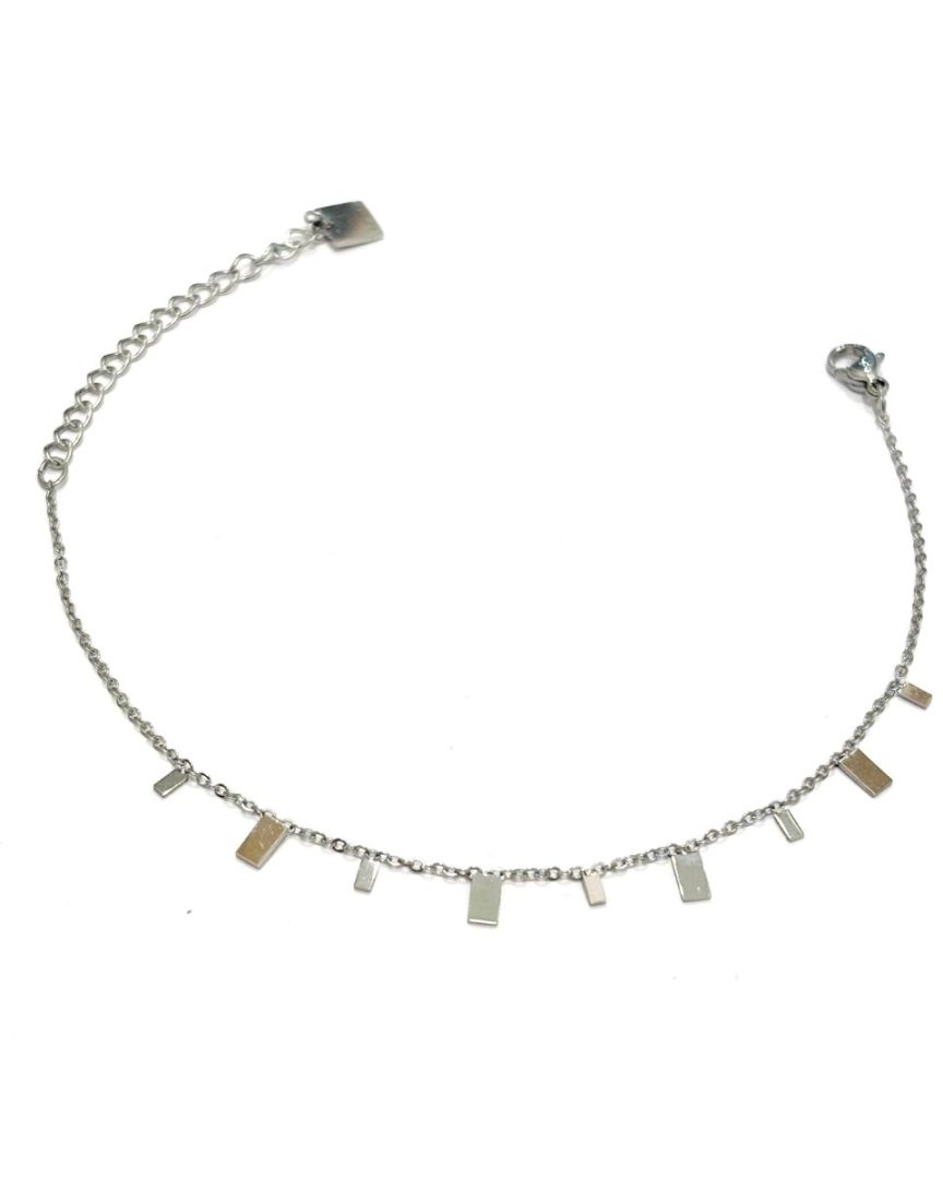Bracelet femme acier argenté petits rectangles