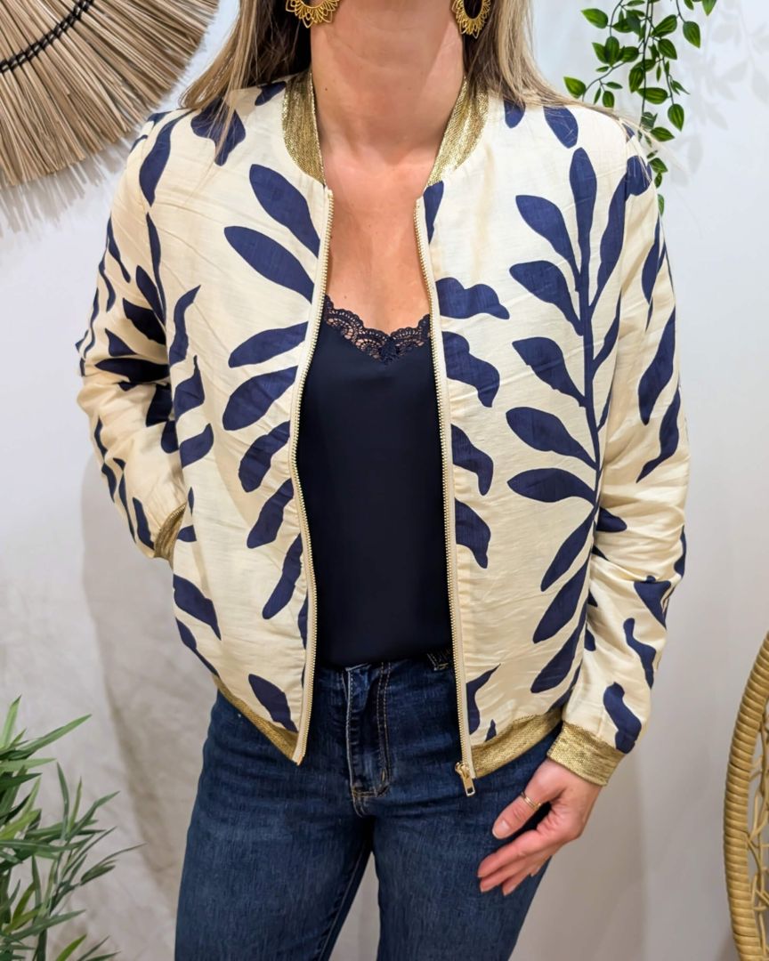Bombers femme écru et marine Ismérie