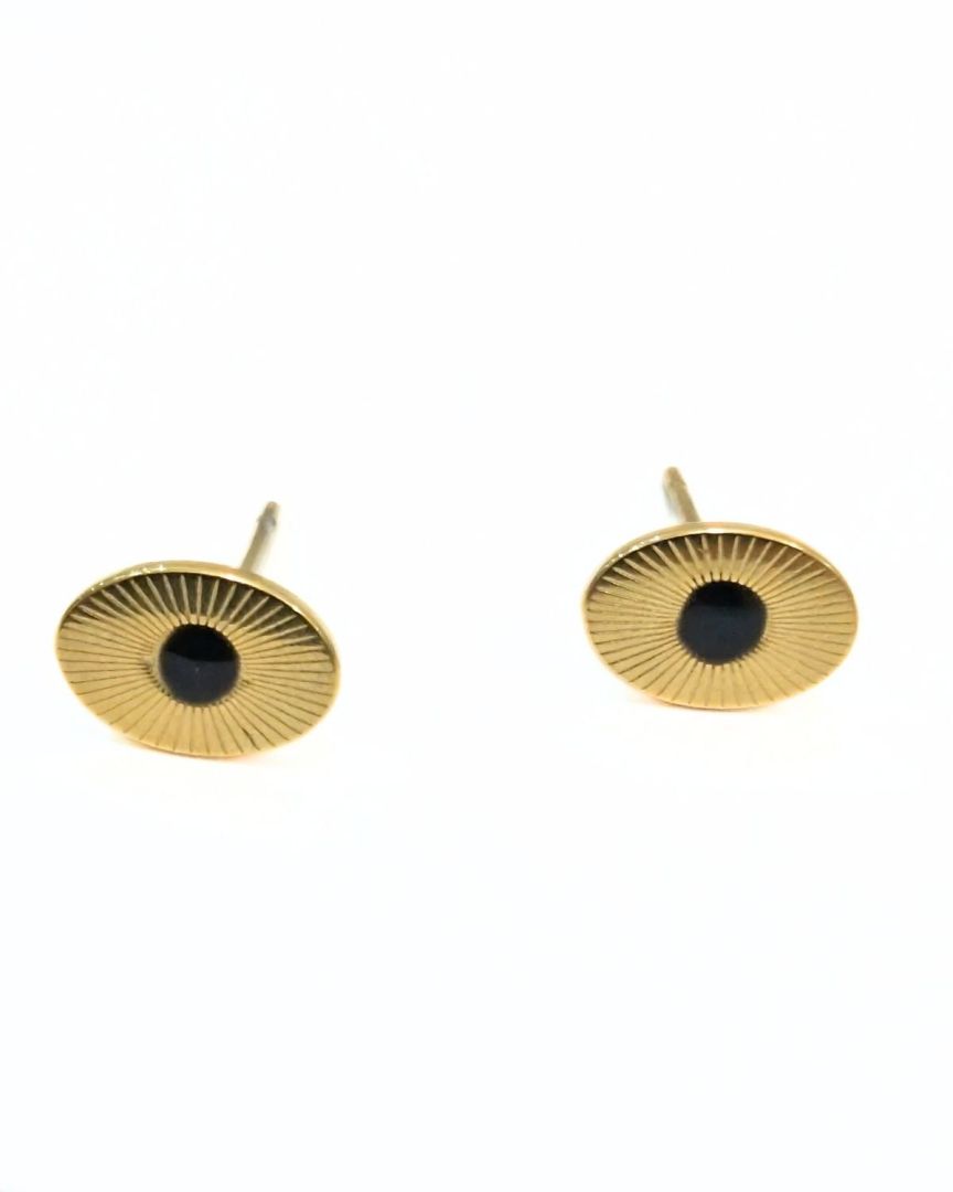 Boucles d'oreilles Acier ovales-Or et noir