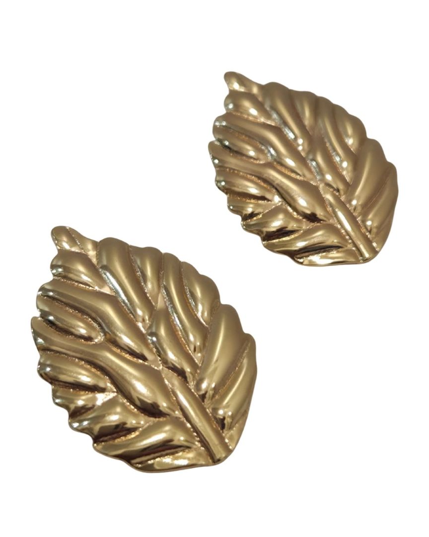 Boucles d'oreilles femme feuilles dorées