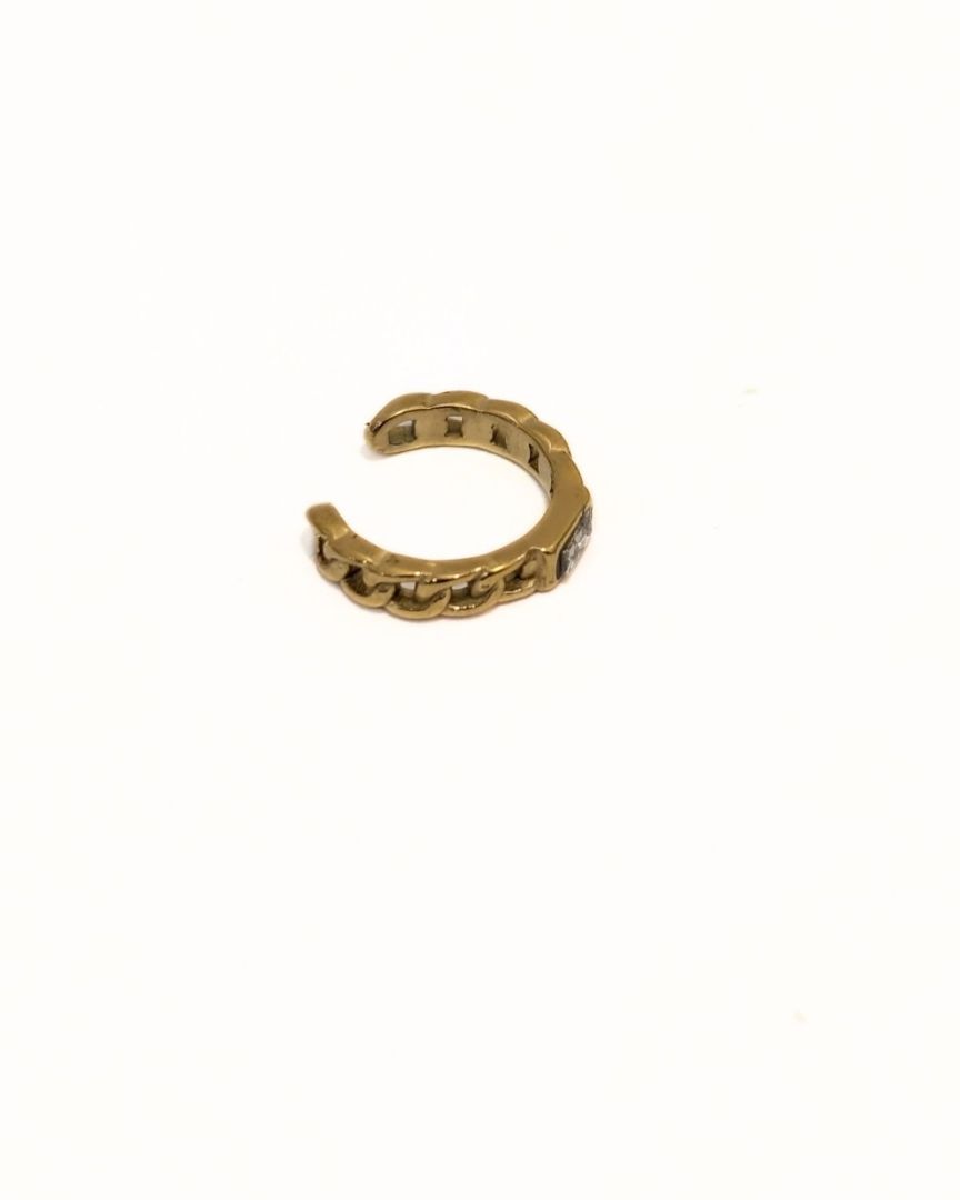 Boucle d'oreille arcade femme acier doré tresse strass