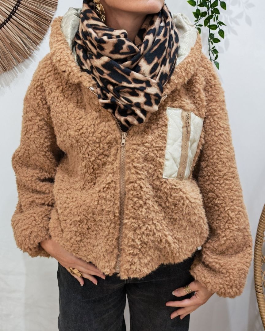 Echarpe femme léopard Augusta-Camel