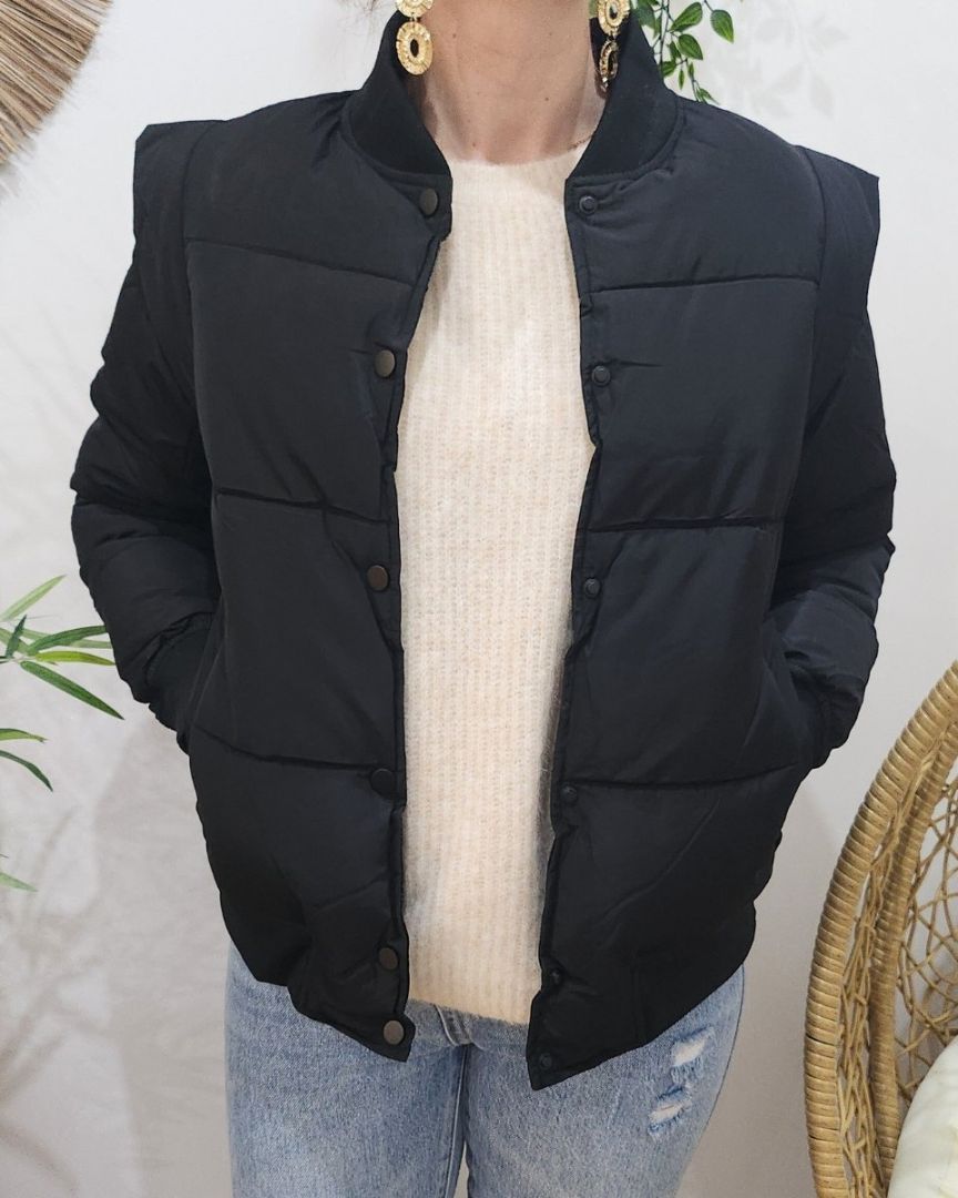 Doudoune noire courte femme style bombers
