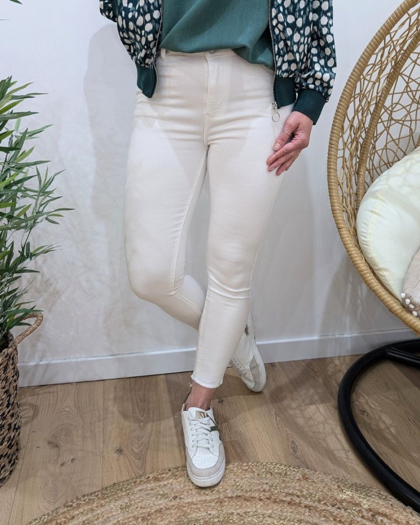 Jean femme écru skinny taille haute 7/8
