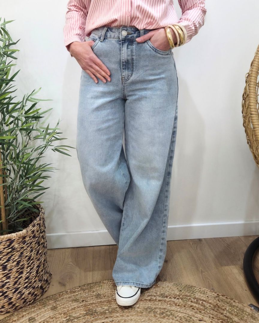 Jean femme Palazzo large bleu clair