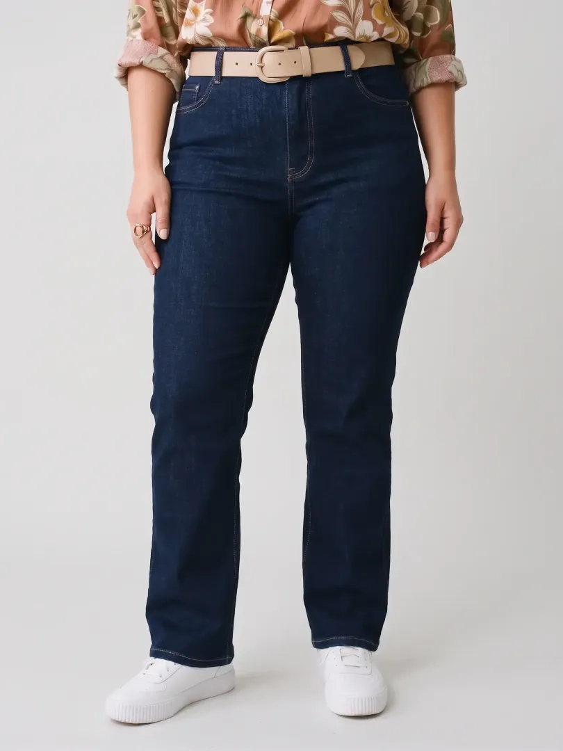 Jean femme droit bleu brut coupe confort +